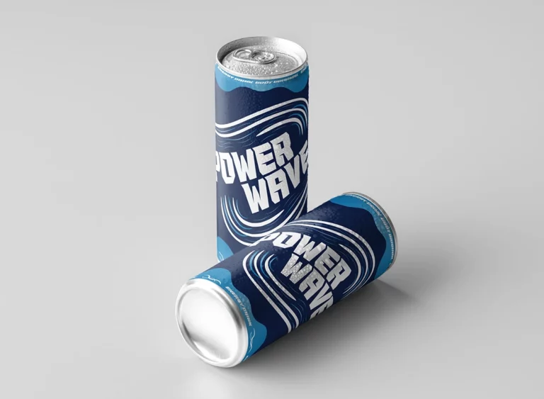 Visuel : deux canettes Powerwave goût Original posées sur fond blanc