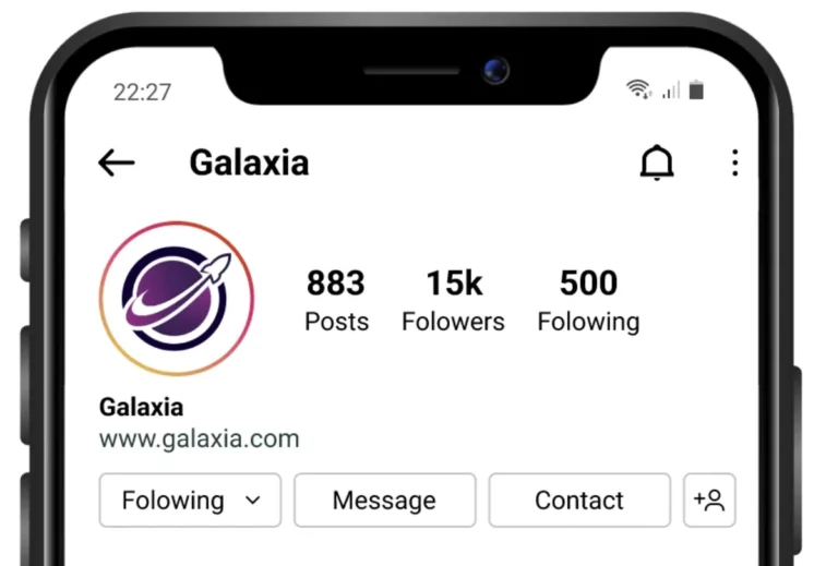 Visuel : profil Instagram Galaxia sur iPhone avec logo